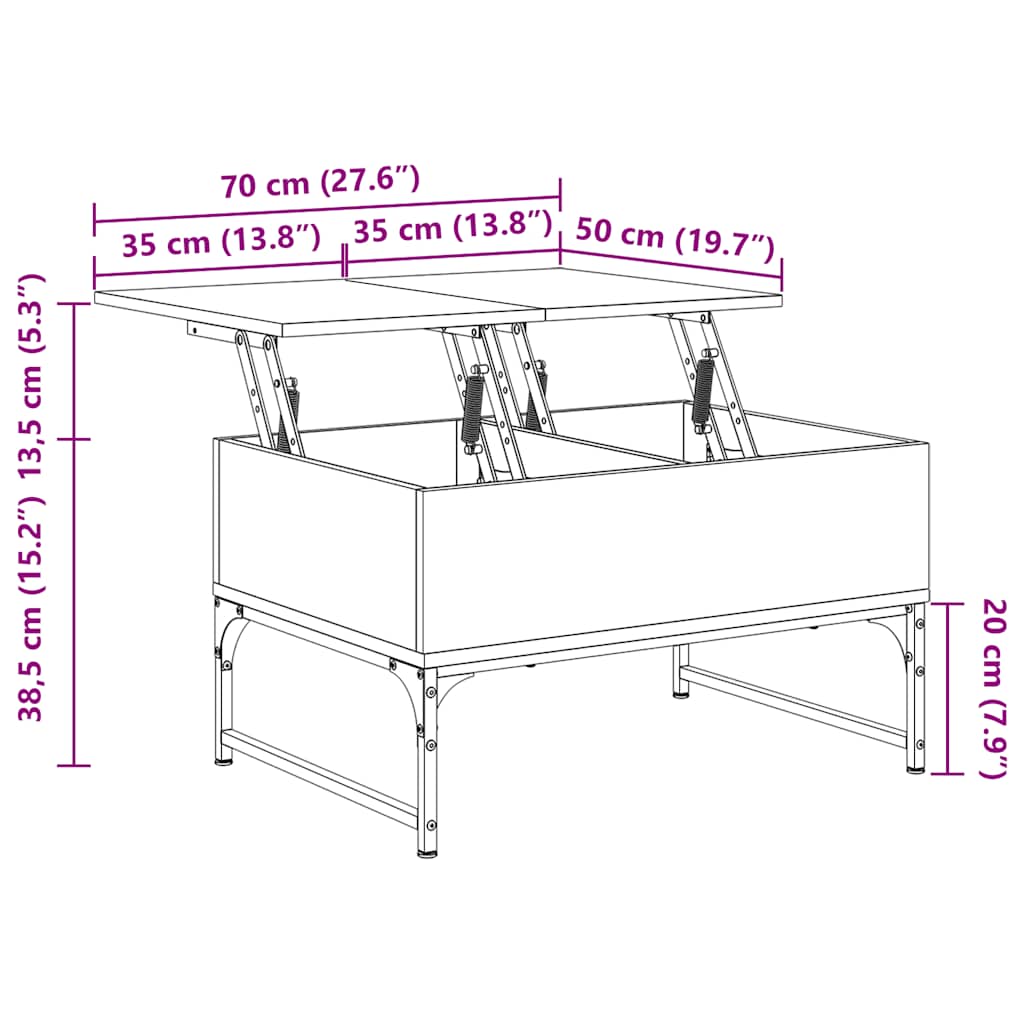 Coffee Table Grey Sonoma 70x50x40 cm Engineered Wood and Metal