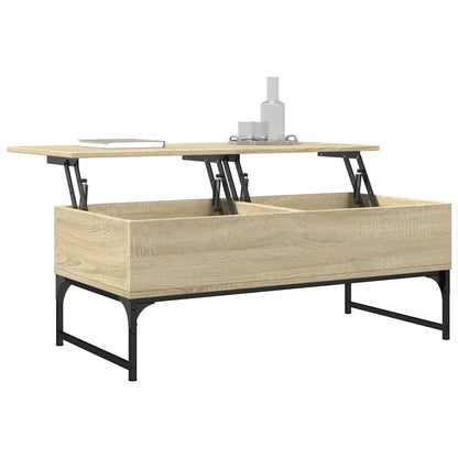 Coffee Table Sonoma Oak 100x50x40 cm Engineered Wood and Metal