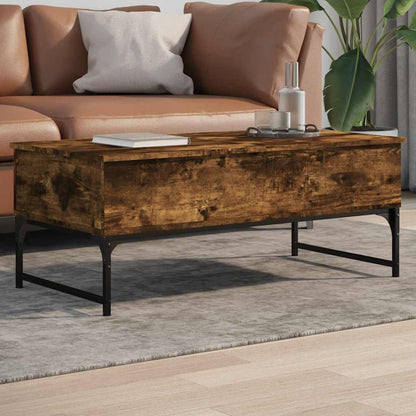 Coffee Table Smoked Oak 100x50x40 cm Engineered Wood and Metal
