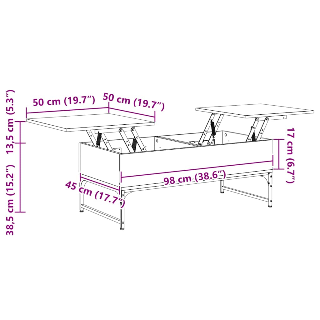 Coffee Table Grey Sonoma 100x50x40 cm Engineered Wood and Metal