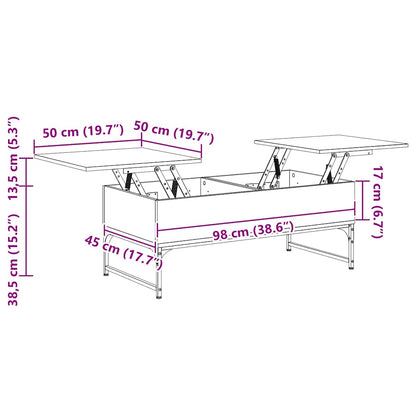 Coffee Table Grey Sonoma 100x50x40 cm Engineered Wood and Metal