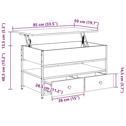 Coffee Table Sonoma Oak 85x50x50 cm Engineered Wood and Metal