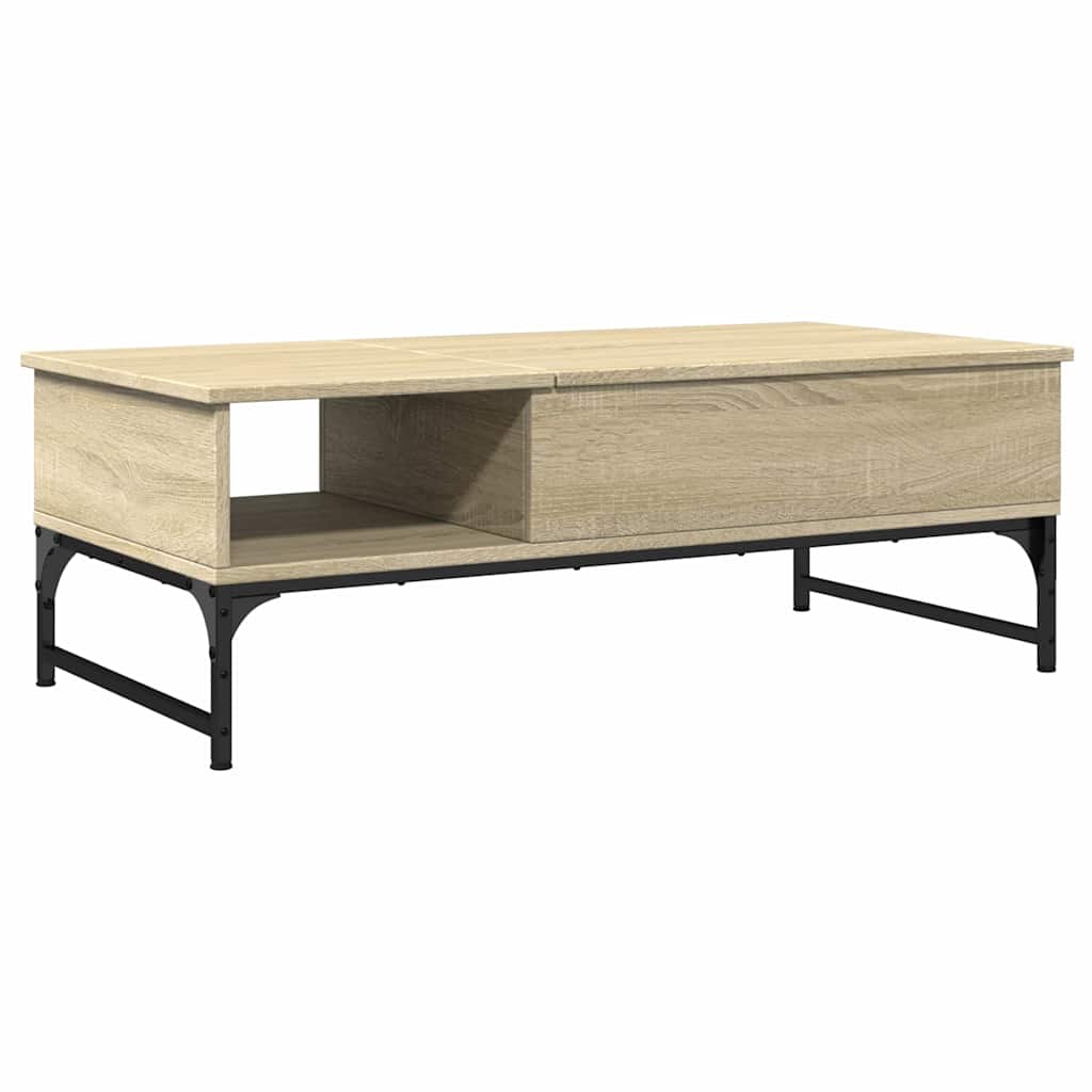 Coffee Table Sonoma Oak 100x50x35 cm Engineered Wood and Metal
