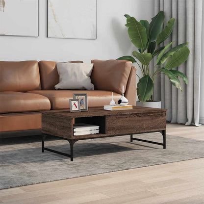 Coffee Table Brown Oak 100x50x35 cm Engineered Wood and Metal