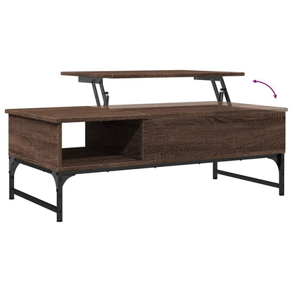 Coffee Table Brown Oak 100x50x35 cm Engineered Wood and Metal