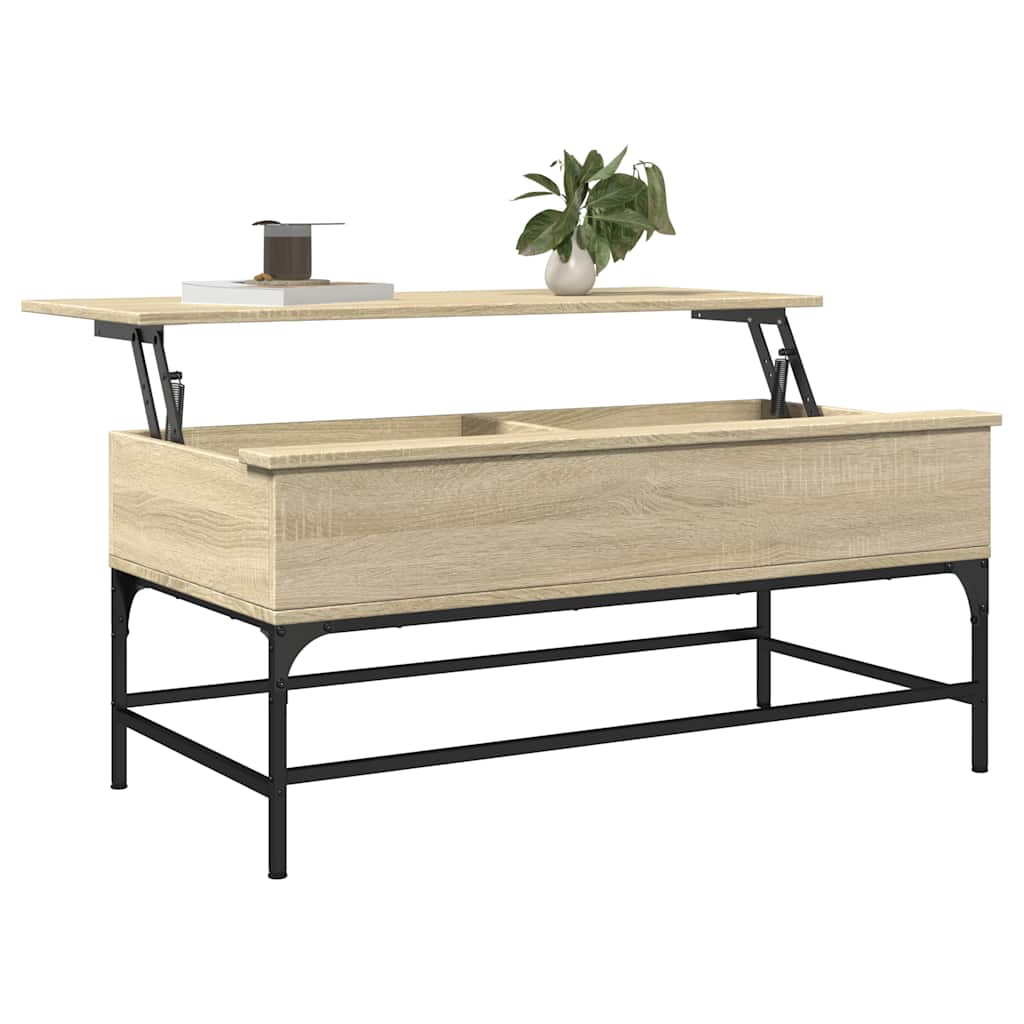 Coffee Table Sonoma Oak 100x50x45 cm Engineered Wood and Metal