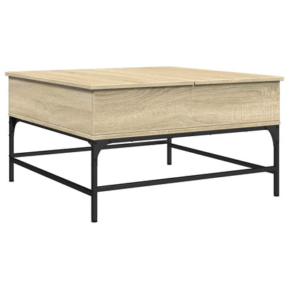 Coffee Table Sonoma Oak 80x80x45 cm Engineered Wood and Metal