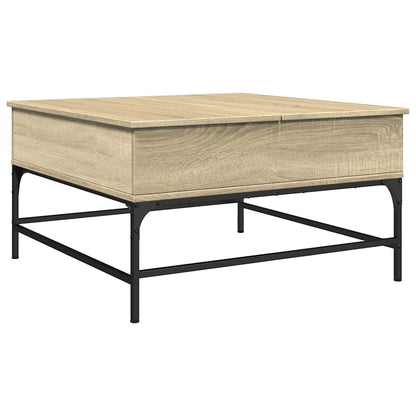 Coffee Table Sonoma Oak 80x80x45 cm Engineered Wood and Metal