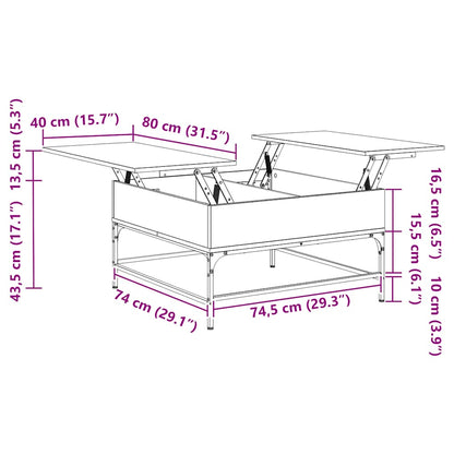 Coffee Table Grey Sonoma 80x80x45 cm Engineered Wood and Metal
