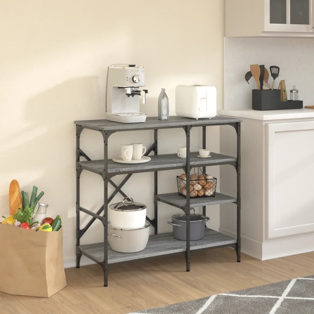 Baker's Rack Grey Sonoma 90x40x84 cm Engineered Wood and Metal