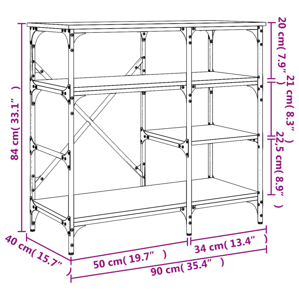 Baker's Rack Brown Oak 90x40x84 cm Engineered Wood and Metal