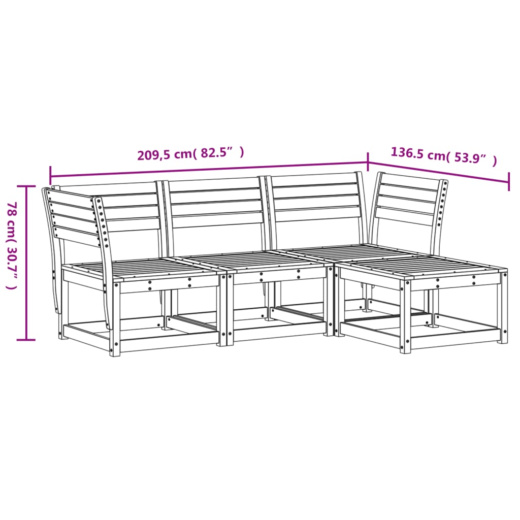 Garden Lounge Set | Wax Brown | Solid Pine Wood | Standard | Modular