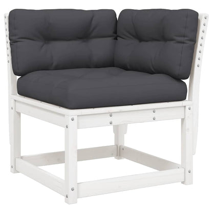 4 Piece Garden Lounge Set with Cushions White Solid Wood Pine