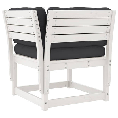 4 Piece Garden Lounge Set with Cushions White Solid Wood Pine