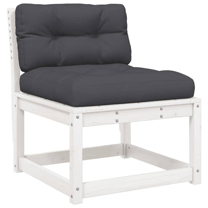 4 Piece Garden Lounge Set with Cushions White Solid Wood Pine