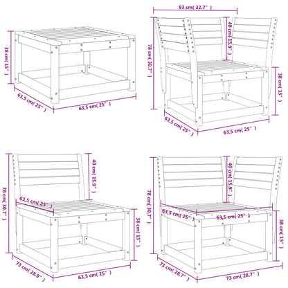 5 Piece Garden Lounge Set Solid Wood Pine