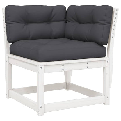 5 Piece Garden Lounge Set with Cushions White Solid Wood Pine