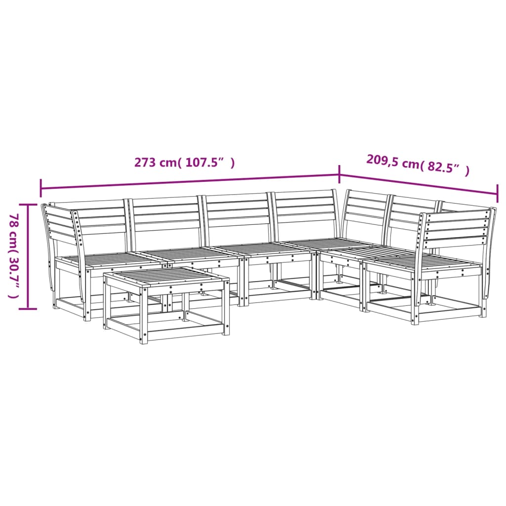 Garden Lounge Set | Natural Wood | Solid pinewood | Large | Modular