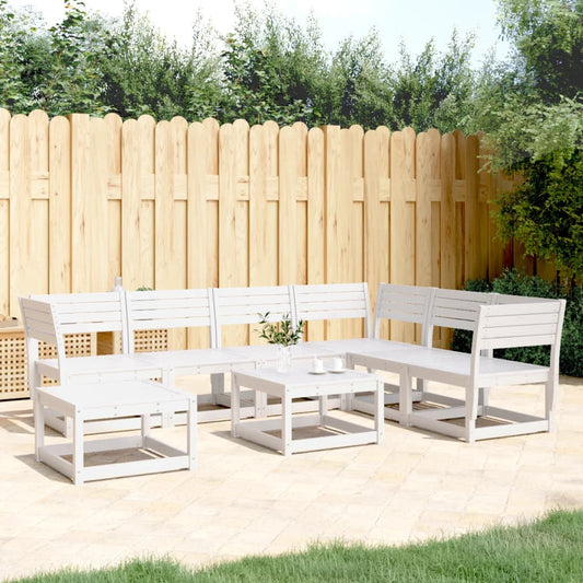 Garden Lounge Set | White | Solid pine wood | 7 Piece Set | Modular