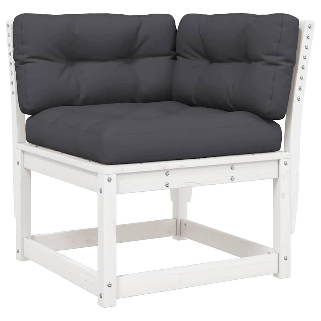 7 Piece Garden Lounge Set with Cushions White Solid Wood Pine