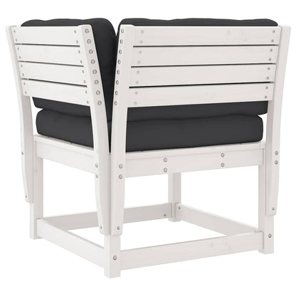 7 Piece Garden Lounge Set with Cushions White Solid Wood Pine