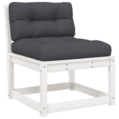 7 Piece Garden Lounge Set with Cushions White Solid Wood Pine