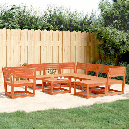 8 Piece Garden Lounge Set Wax Brown Solid Wood Pine