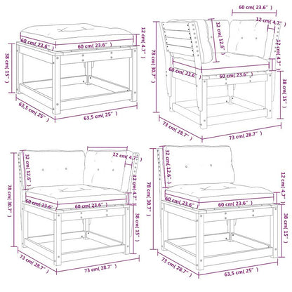 8 Piece Garden Lounge Set with Cushions Solid Wood Pine