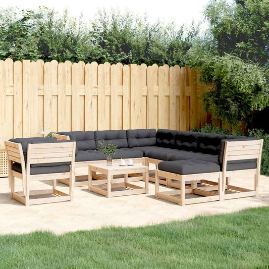 8 Piece Garden Lounge Set with Cushions Solid Wood Pine