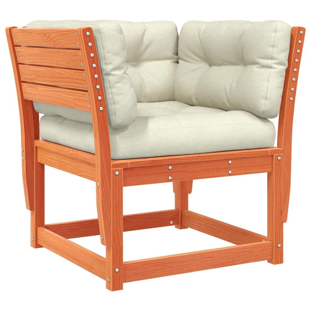 8 Piece Garden Lounge Set with Cushions Wax Brown Solid Wood Pine