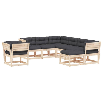 8 Piece Garden Lounge Set with Cushions Solid Wood Pine