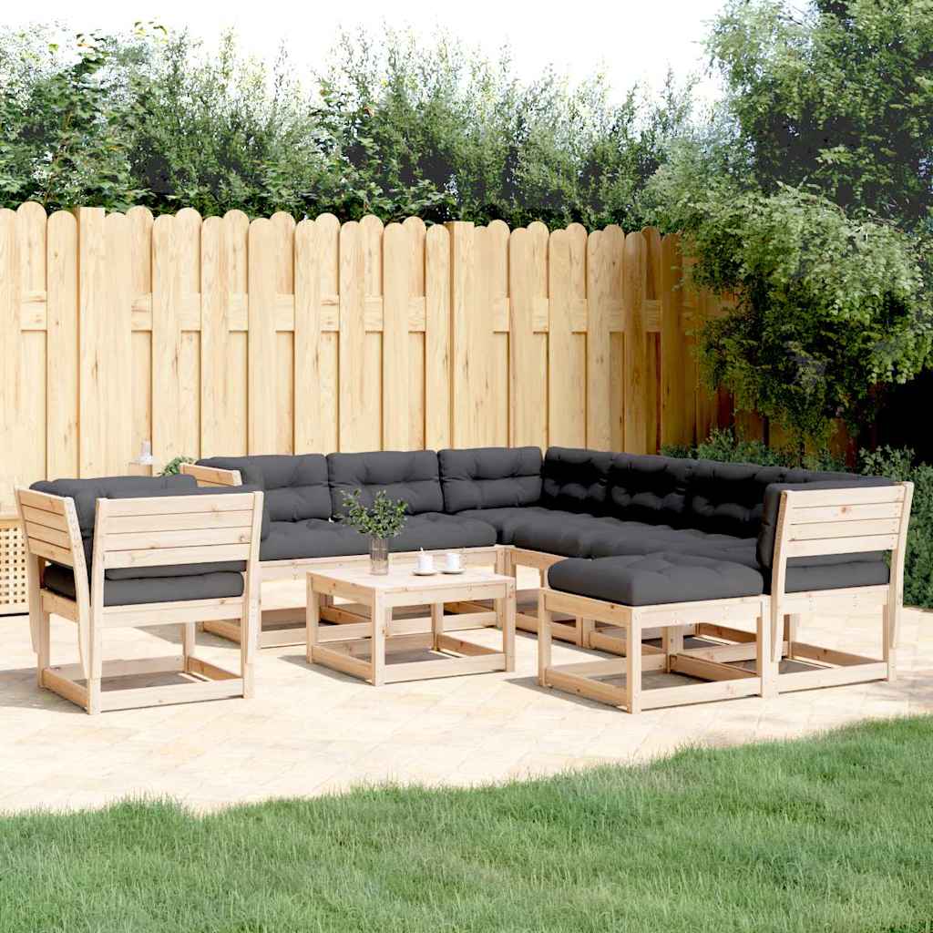8 Piece Garden Lounge Set with Cushions Solid Wood Pine