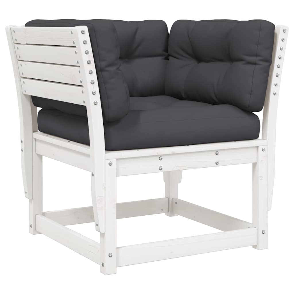 8 Piece Garden Lounge Set with Cushions White Solid Wood Pine