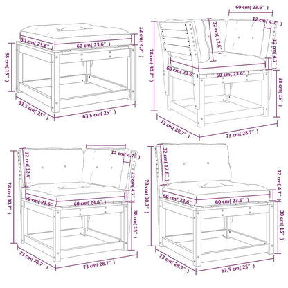 8 Piece Garden Lounge Set with Cushions Wax Brown Solid Wood Pine