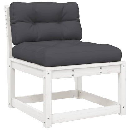 5 Piece Garden Sofa Set with Cushions White Solid Wood Pine