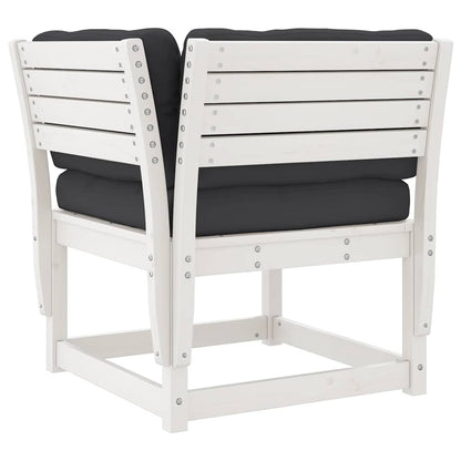 5 Piece Garden Sofa Set with Cushions White Solid Wood Pine