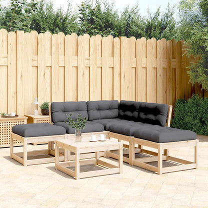 5 Piece Garden Sofa Set with Cushions Solid Wood Pine