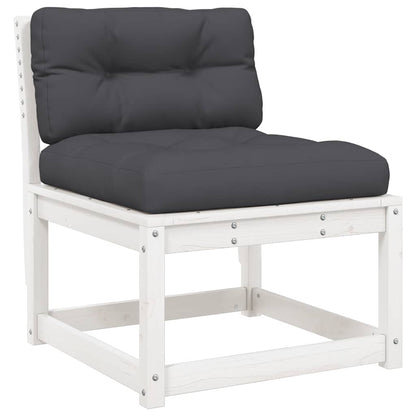 5 Piece Garden Sofa Set with Cushions White Solid Wood Pine