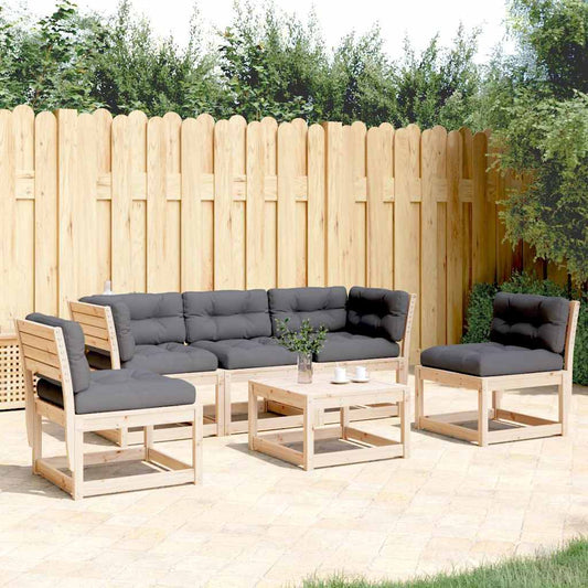 5 Piece Garden Sofa Set with Cushions Solid Wood Pine