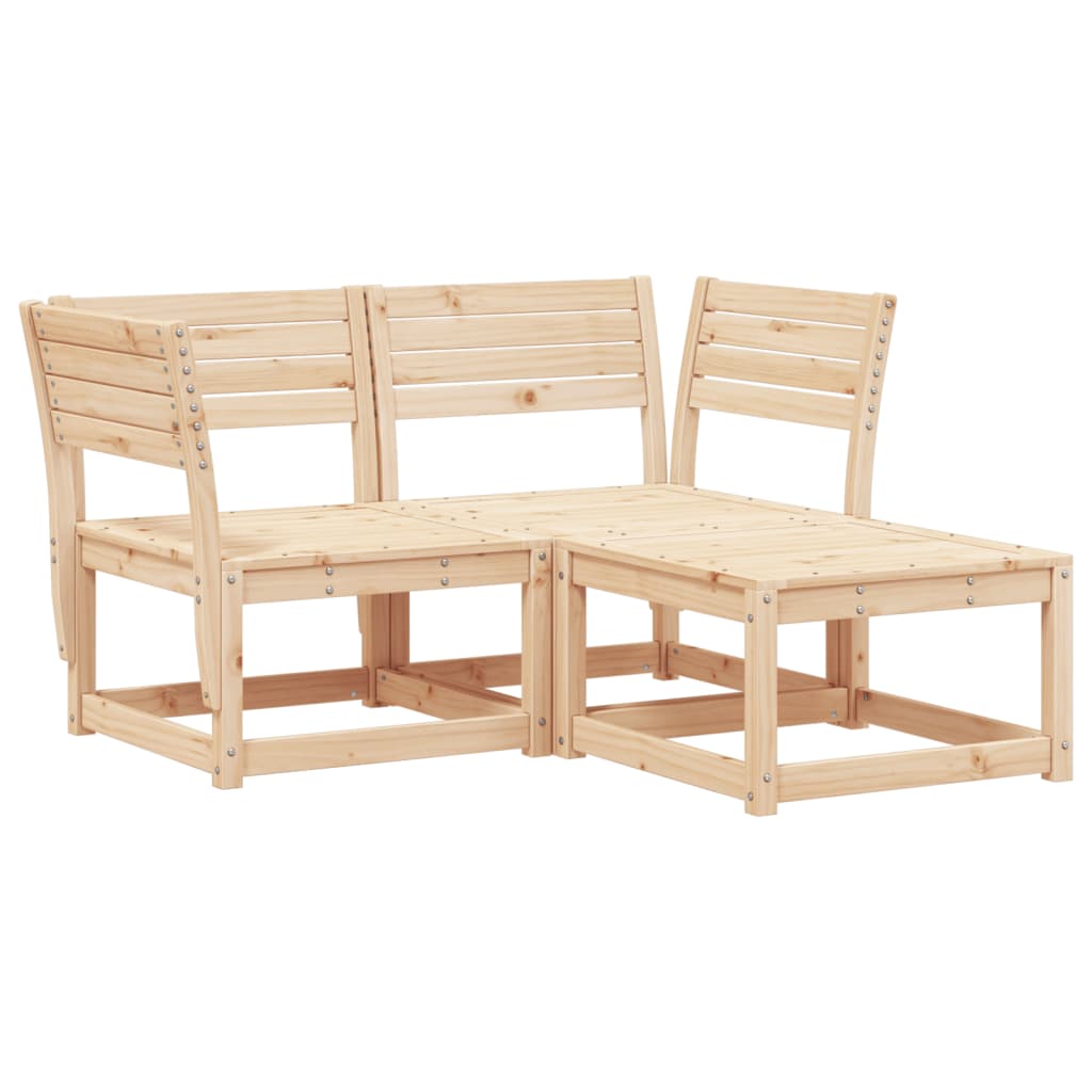 Garden Sofa Set | Natural wood | Solid pine wood | 3 Piece Set