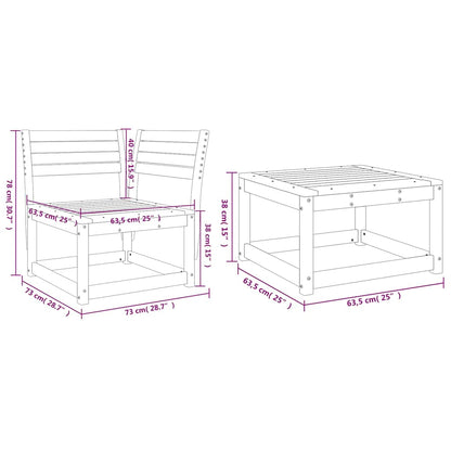 3 Piece Garden Sofa Set Solid Wood Pine