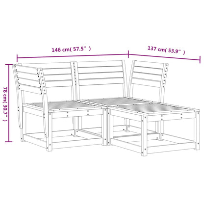 Garden Sofa Set | White | Solid pine wood | 3 Piece | Modular