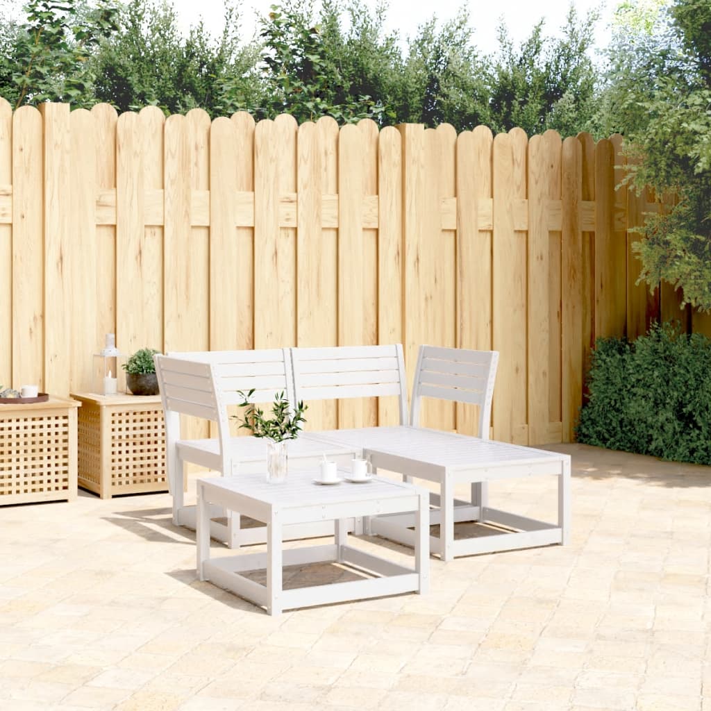 Garden Sofa Set | White | Solid pine wood | 3 Piece | Modular
