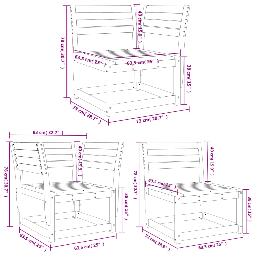 Garden Sofa Set | Natural wood | Solid Pine Wood (untreated)