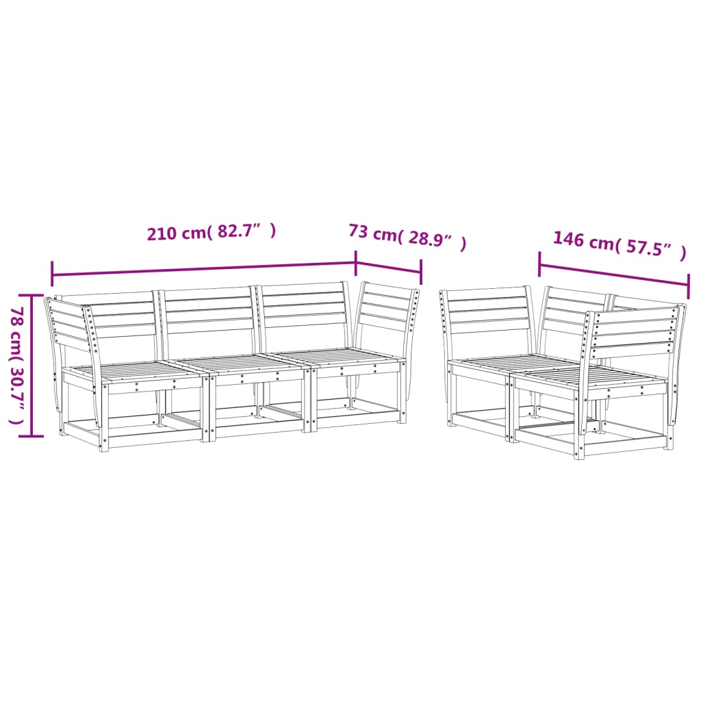 Garden Sofa Set | White | Solid Pine Wood | 5 Piece Set | Modular