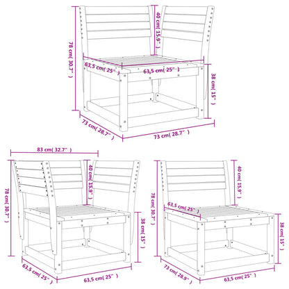Garden Sofa Set | White | Solid Pine Wood | 5 Piece Set | Modular