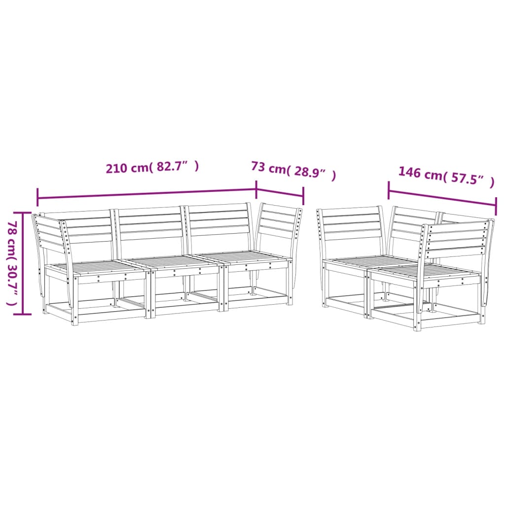 Garden Sofa Set | Wax Brown | Solid pine wood | Medium | Modular