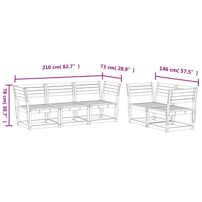 5 Piece Garden Sofa Set Wax Brown Solid Wood Pine