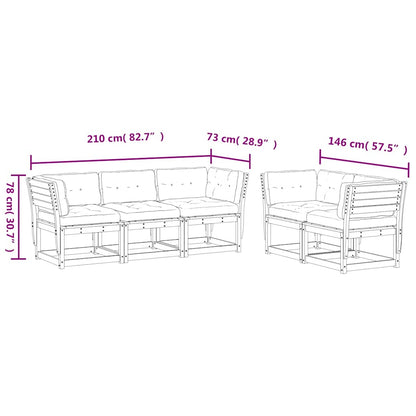 5 Piece Garden Sofa Set with Cushions Solid Wood Pine