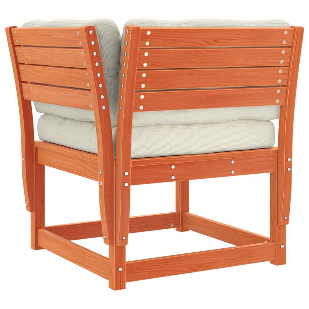 5 Piece Garden Sofa Set with Cushions Wax Brown Solid Wood Pine
